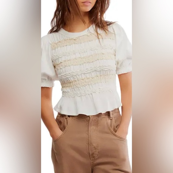 NWT FREE PEOPLE MAXEY KNIT TOP IVORY - Picture 2 of 4